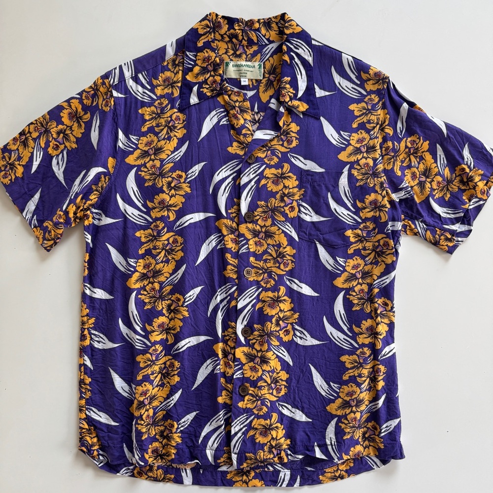 Kamehameha University Of Washington Husky Marching Band Issued Hawaiian Shirt M
